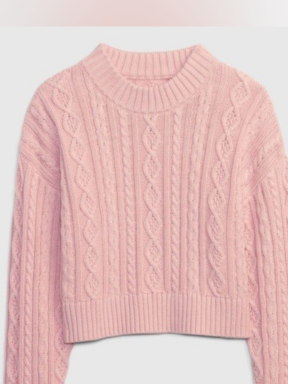 Gap X Loveshackfancy Baby Pink Chunky Sweater Crewneck Girls XS 4/5